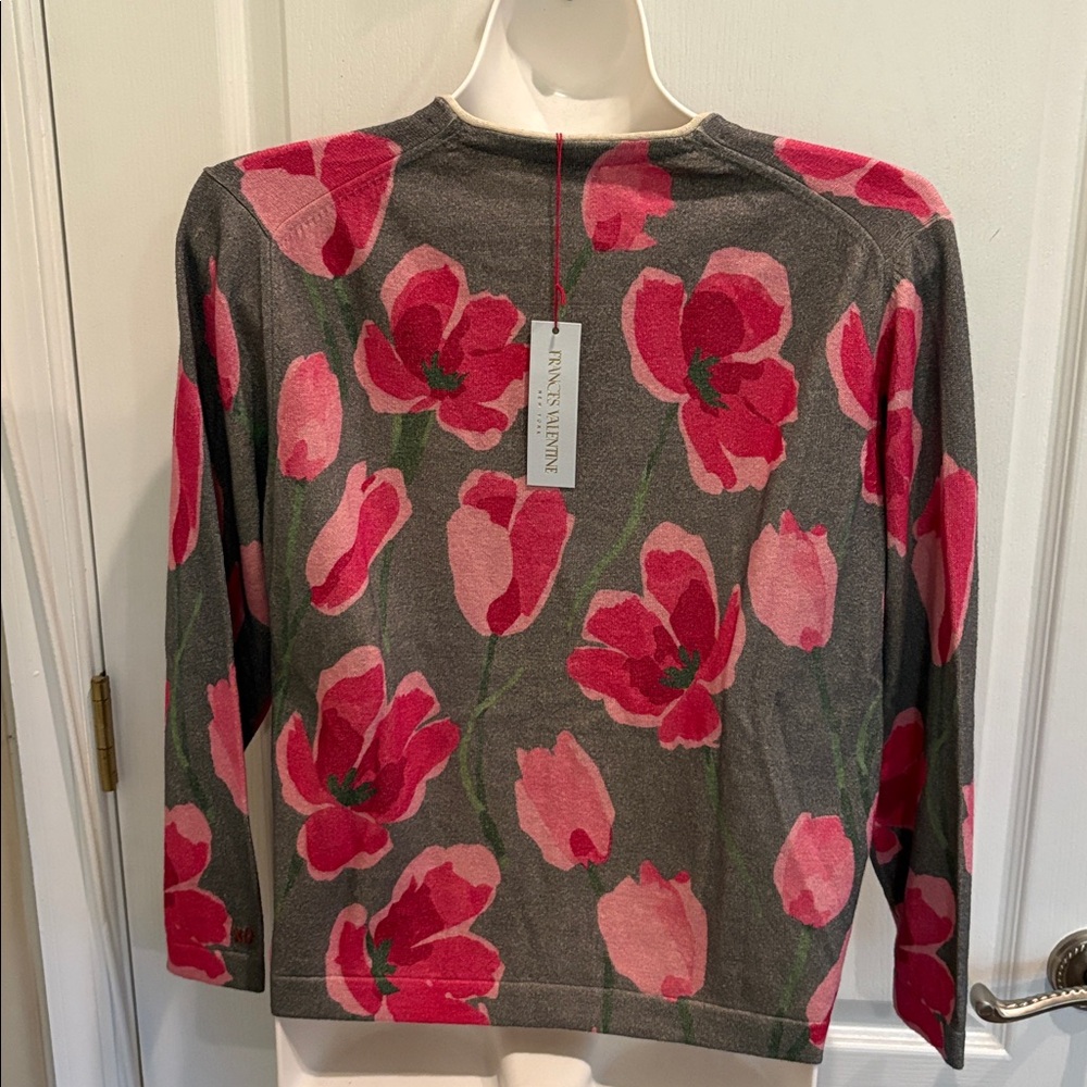 Frances Valentine Grey/Pink Darling Cardigan Dutch Tulip size M - Picture 3 of 6